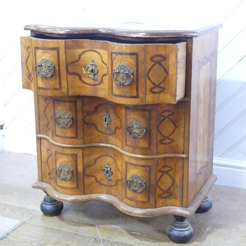 624 - A 19th century inlaid serpentine Chest of drawers, of small proportions, the moulded top over three ... 