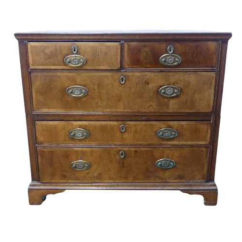 636 - A 19th century oak Chest of drawers, raised on bracket feet, splits into two pieces for ease of tran... 