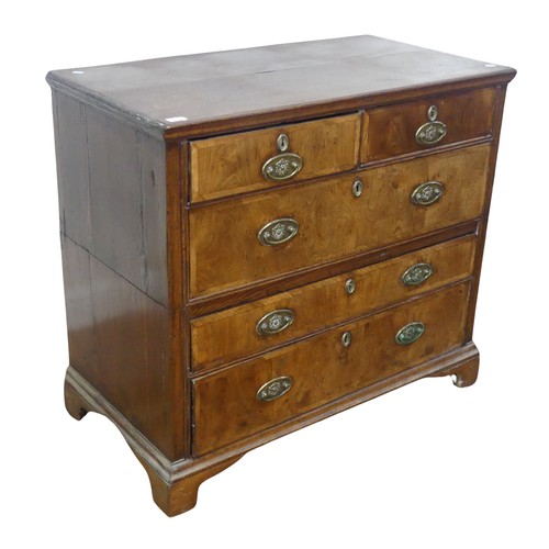 636 - A 19th century oak Chest of drawers, raised on bracket feet, splits into two pieces for ease of tran... 