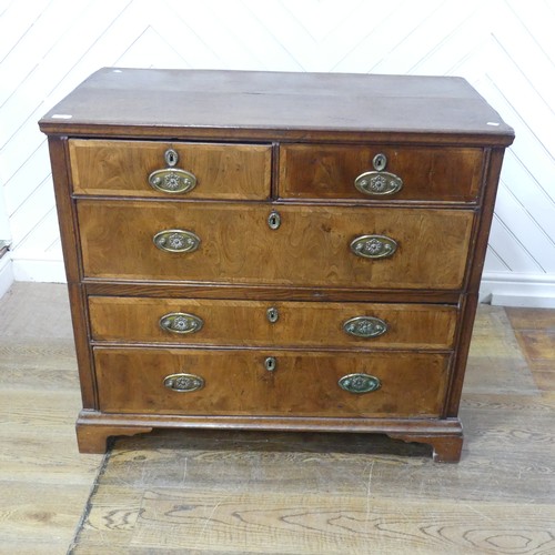 636 - A 19th century oak Chest of drawers, raised on bracket feet, splits into two pieces for ease of tran... 