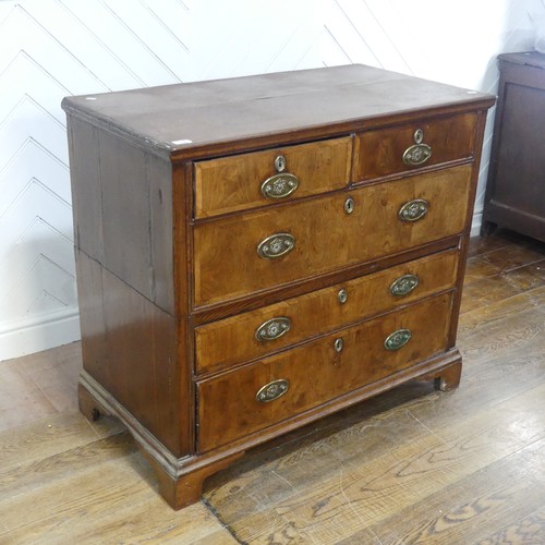 636 - A 19th century oak Chest of drawers, raised on bracket feet, splits into two pieces for ease of tran... 