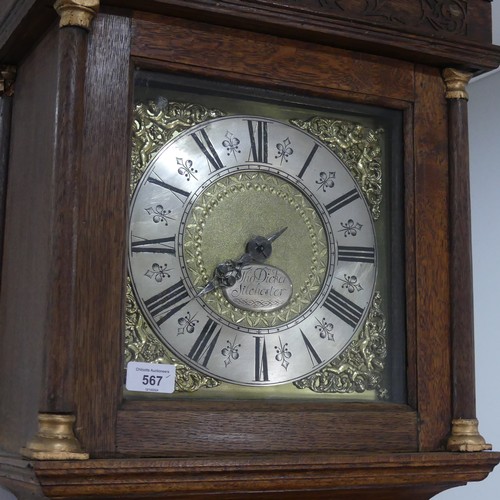 567 - A mid-18th century 30 hr Longcase Clock, signed 'Thomas Dicker, Silchester', 10 inch brass dial with... 