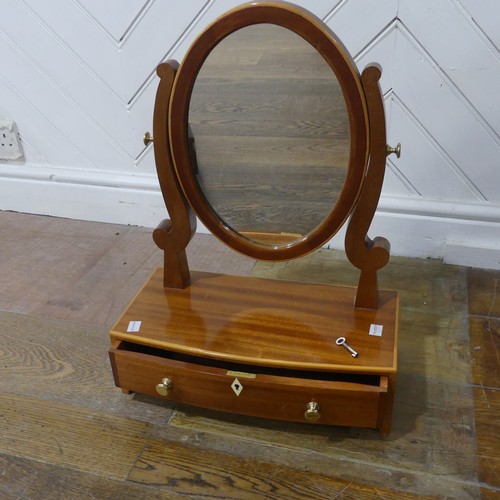 590 - A George III mahogany dressing table/toilet Mirror, W 43 cm x H 43 cm x D 20 cm, together with a rep... 