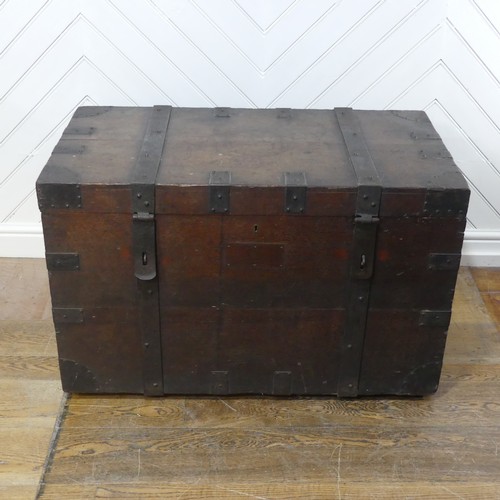 669 - A Victorian iron bound oak silver Chest, by Carrington & Co Silversmith's, stamped ''Carrington ... 