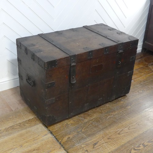 669 - A Victorian iron bound oak silver Chest, by Carrington & Co Silversmith's, stamped ''Carrington ... 