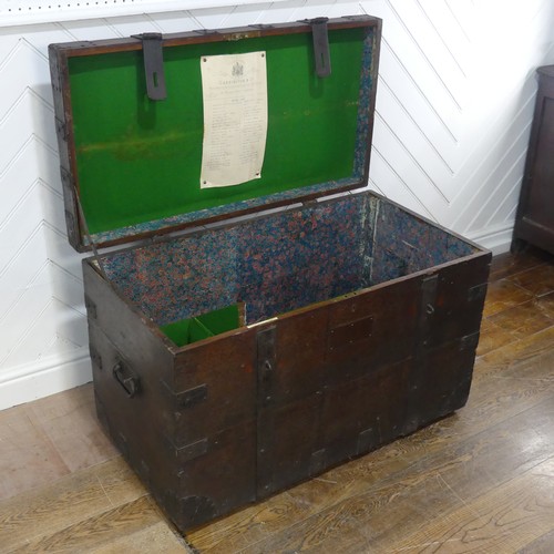 669 - A Victorian iron bound oak silver Chest, by Carrington & Co Silversmith's, stamped ''Carrington ... 