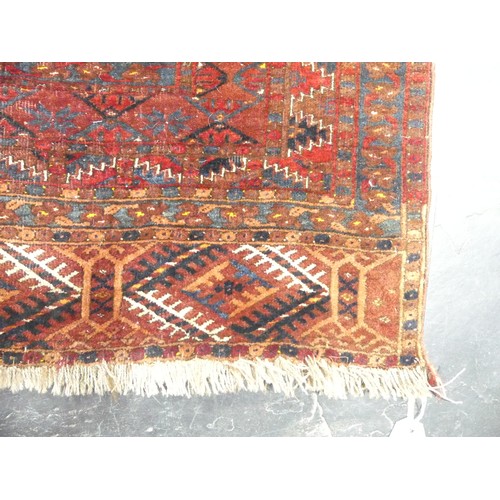 706 - Tribal rugs; an antique finely knotted Belouchi rug, 100% wool, 170cm x 122cm, edges uneven in place... 