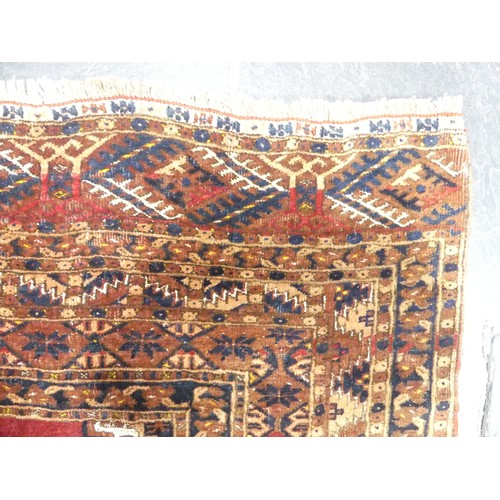 706 - Tribal rugs; an antique finely knotted Belouchi rug, 100% wool, 170cm x 122cm, edges uneven in place... 