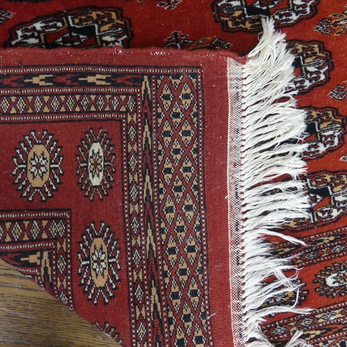 701 - Tribal Rugs: a madder ground Bokhara rug, finely knotted wool pile on a cotton base, 160cm x 97cm, t... 