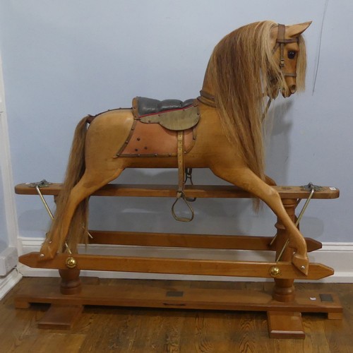 660 - A Stevenson Brothers large Rocking Horse, known as Rockabilly, 1994 in a natural wood finish, with a... 