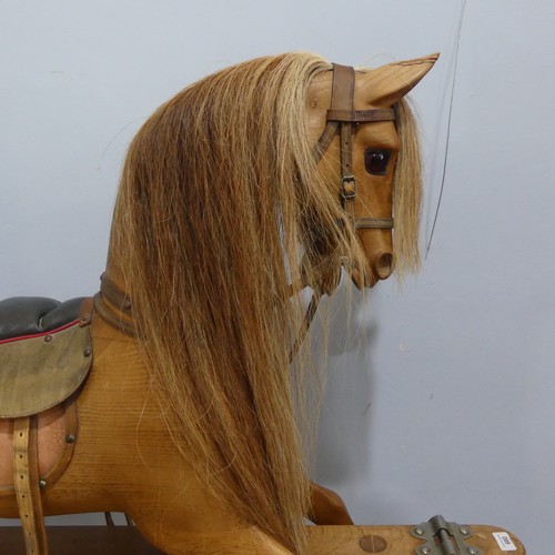 660 - A Stevenson Brothers large Rocking Horse, known as Rockabilly, 1994 in a natural wood finish, with a... 