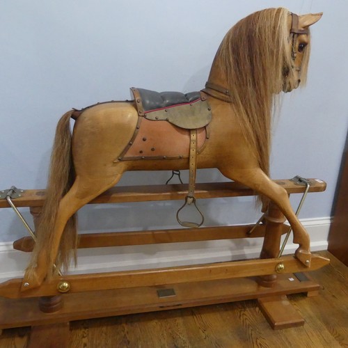 660 - A Stevenson Brothers large Rocking Horse, known as Rockabilly, 1994 in a natural wood finish, with a... 