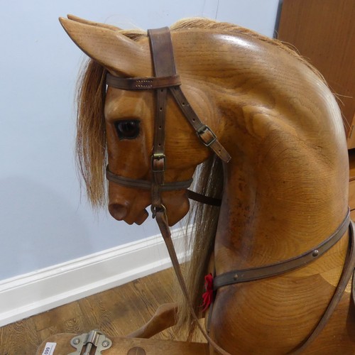 660 - A Stevenson Brothers large Rocking Horse, known as Rockabilly, 1994 in a natural wood finish, with a... 