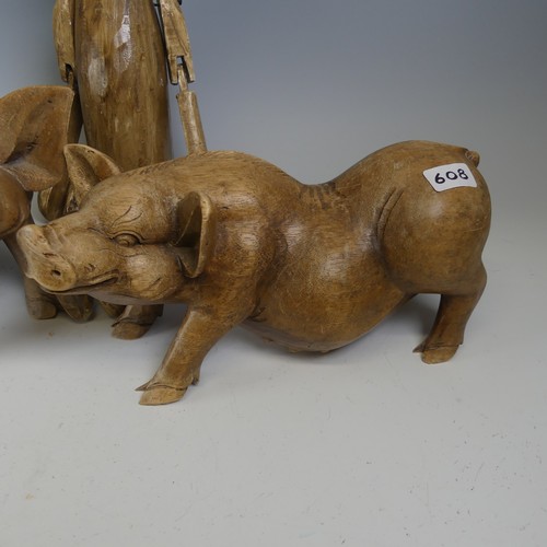 608 - An antique carved articulating Doll/Figure in the form of a Rabbit, with moving joints and painted d... 