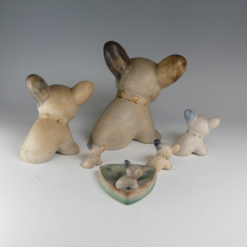 94 - A small quantity of Denby 'Byngo' Dogs, to comprise one large figure, four smaller and a figural ash... 