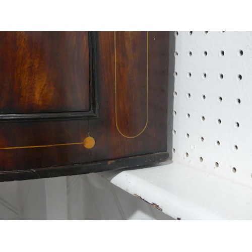 596 - A Georgian style mahogany and inlaid corner Cupboard, W 74 cm x H 108 cm x D 50.5 cm.... 