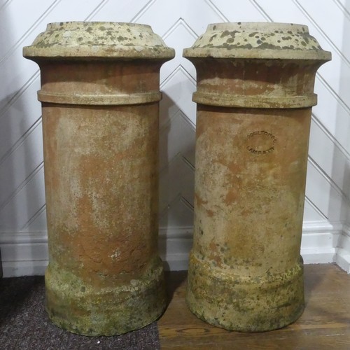 614 - A pair of 19th century Doulton Lambeth stoneware Chimney Pots, one stamped 'Doulton Lambeth', W 33 c... 