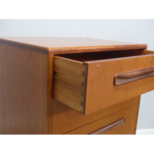 726 - A mid-20th century teak G-Plan Fresco tallboy Chest of drawers, complete with six drawers raised on ... 