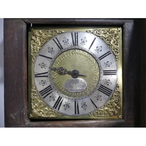 567 - A mid-18th century 30 hr Longcase Clock, signed 'Thomas Dicker, Silchester', 10 inch brass dial with... 