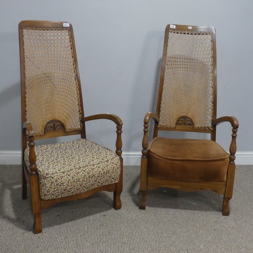 662 - A pair of 1930’s oak Armchairs, with fan caned backs, W 52 cm x H 108.5 cm x D 55 cm(2)... 