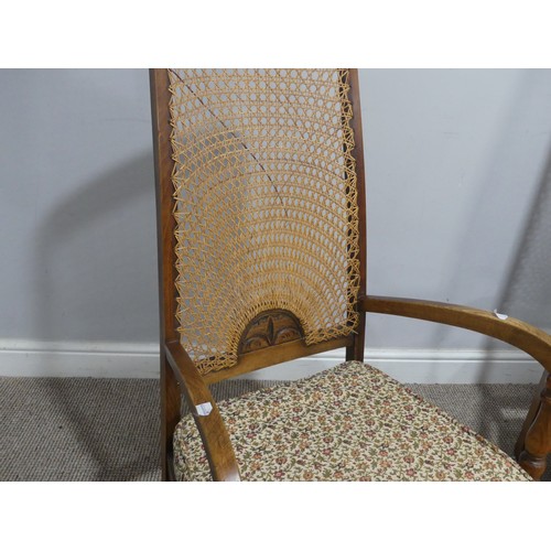 662 - A pair of 1930’s oak Armchairs, with fan caned backs, W 52 cm x H 108.5 cm x D 55 cm(2)... 