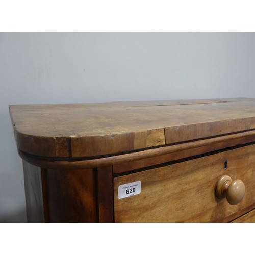 620 - A Victorian mahogany Chest of drawers, of large proportions, pine carcass, W H D, note, split to top... 