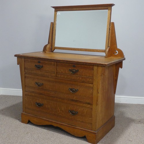 599 - A Shapland and Petter of Barnstaple  Arts and Crafts oak dressing Chest, with pierced designs, the r... 