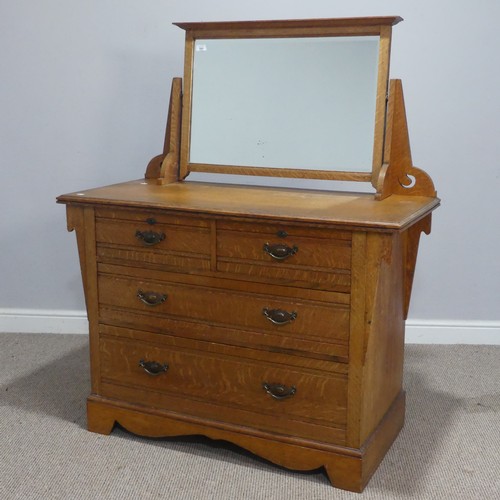 599 - A Shapland and Petter of Barnstaple  Arts and Crafts oak dressing Chest, with pierced designs, the r... 