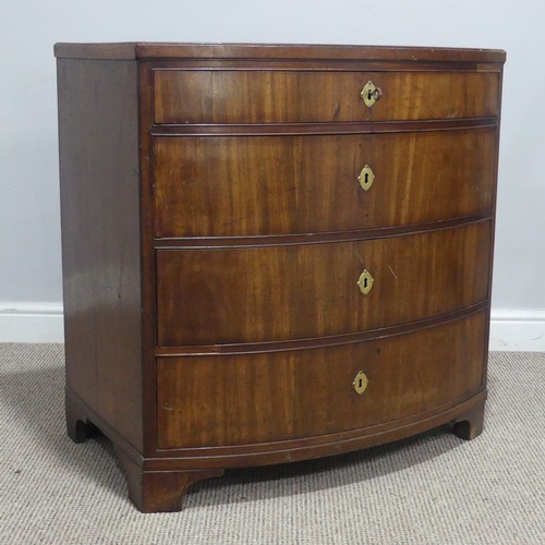 625 - A George III mahogany bowfront Chest of drawers, of small proportions, with four graduating and bead... 