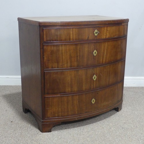 625 - A George III mahogany bowfront Chest of drawers, of small proportions, with four graduating and bead... 