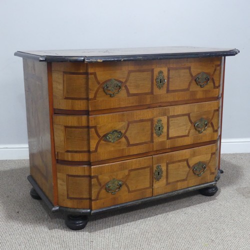 626 - A late 19th century inlaid mahogany, walnut and boxwood bowfront Chest of drawers, the moulded top w... 