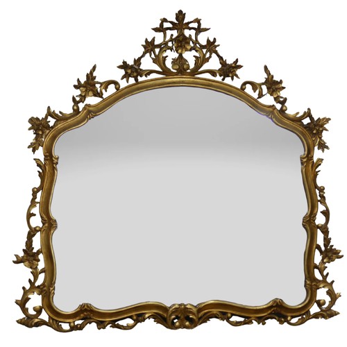 541 - A 19th century style giltwood framed wall Mirror, of large proportions, with a carved and pierced fo... 