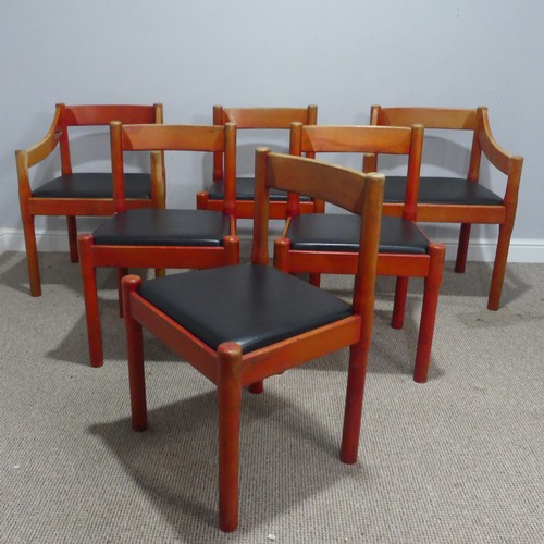 722 - Vico Magistretti for Cassina- a set of six (2+4) 'Carimate' dining Chairs, red lacquered, circa 1960... 