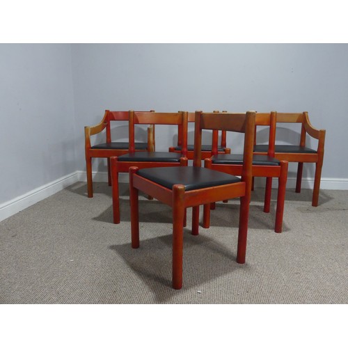 722 - Vico Magistretti for Cassina- a set of six (2+4) 'Carimate' dining Chairs, red lacquered, circa 1960... 