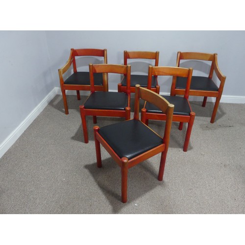 722 - Vico Magistretti for Cassina- a set of six (2+4) 'Carimate' dining Chairs, red lacquered, circa 1960... 