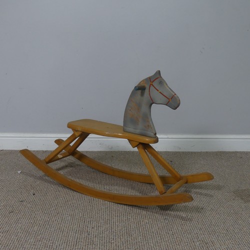 545 - A 1930's Lloyd Loom 'Lusty' child's rocking Chair, with label to underside, W 41 cm x H 54 cm x D 55... 