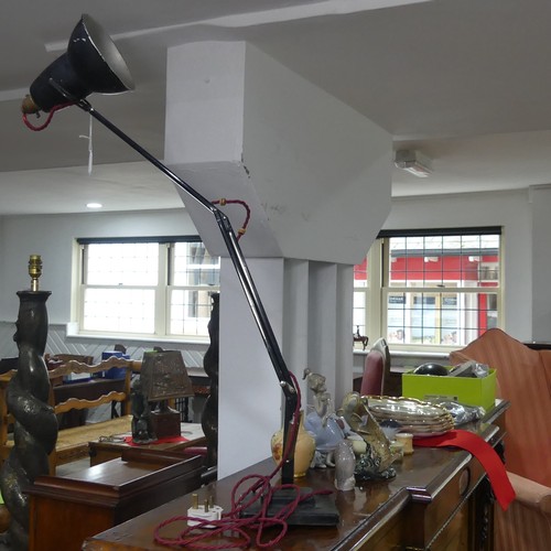 658 - A vintage black painted Herbert Terry Anglepoise Lamp, H 90 cm.