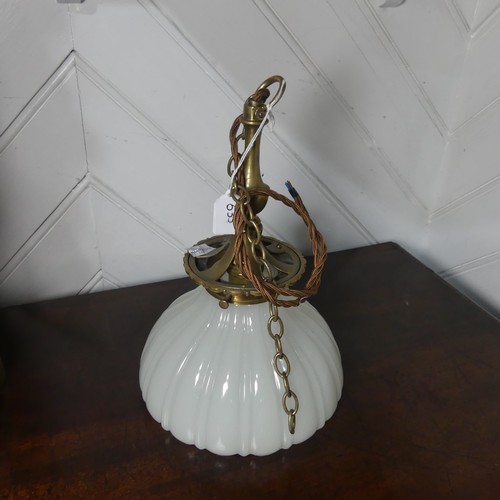 633 - A 20th century brass table Lamp, with scrolled and floral Corinthian column, H 62 cm, together with ... 