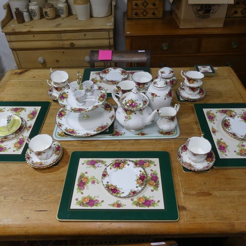 716 - A Royal Albert 'Country Roses' pattern six piece Tea Service, together with accessories including ca... 