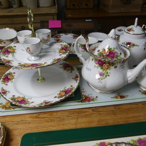 716 - A Royal Albert 'Country Roses' pattern six piece Tea Service, together with accessories including ca... 