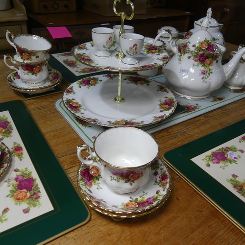 716 - A Royal Albert 'Country Roses' pattern six piece Tea Service, together with accessories including ca... 