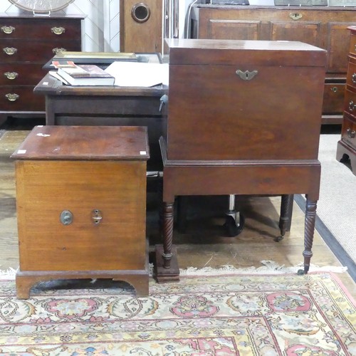 552 - An antique mahogany Chest, raised on twisted supports, W 50 cm x H 74.5 cm x D 35.5 cm, note missing... 