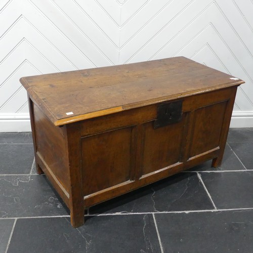 593 - An 18th century style antique oak Coffer, of small proportions, W 102 cm x H 52 cm x D 47 cm.... 