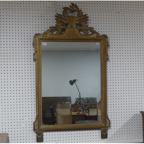 623 - A pair of antique 19th century style giltwood framed wall Mirrors, with carved foliate pediments ove... 