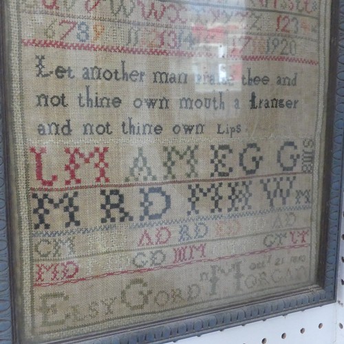 641 - An early 19th century needlework alphabetical Sampler, dated ''oct 21, 1813'', W 34.5 cm x H 45.5 cm... 