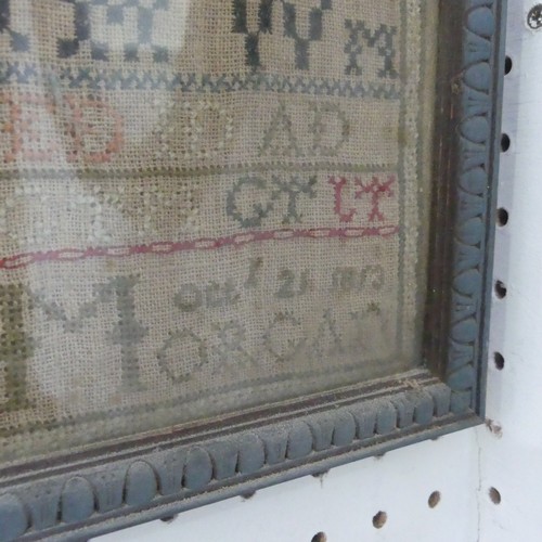 641 - An early 19th century needlework alphabetical Sampler, dated ''oct 21, 1813'', W 34.5 cm x H 45.5 cm... 