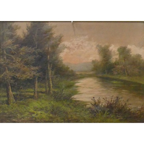 196 - English School (19th century), Wooded river landscapes, a pair, oil on canvas, indistinctly signed, ... 