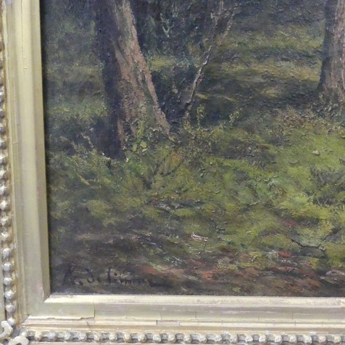 196 - English School (19th century), Wooded river landscapes, a pair, oil on canvas, indistinctly signed, ... 