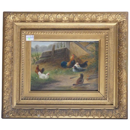 228 - Van Der Strass (20th century), Chickens in a farmyard, and Ducks in a pond, a pair, oil on panel, bo... 