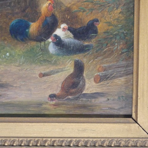 228 - Van Der Strass (20th century), Chickens in a farmyard, and Ducks in a pond, a pair, oil on panel, bo... 